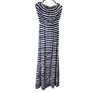 Lilly Pulitzer Maxi Dress Small Emmett Yacht Yard Strapless Navy & White Stripe